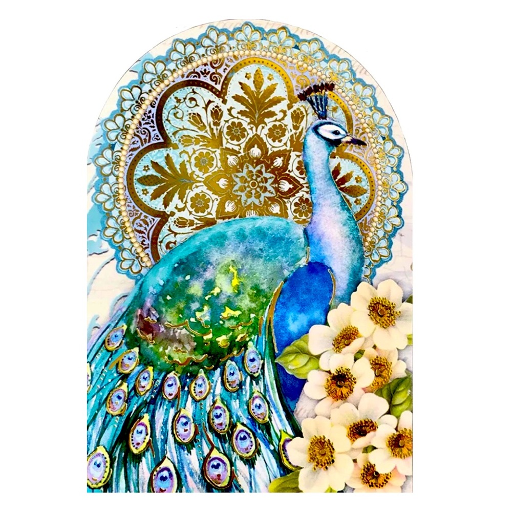 Punch Studio Counterpart Peacock Die-Cut Embellished Blank Note Cards (14523)